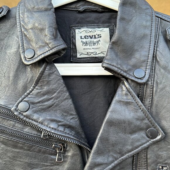 Real Leather Levi's Moto Jacket Womens Medium - Picture 2 of 4